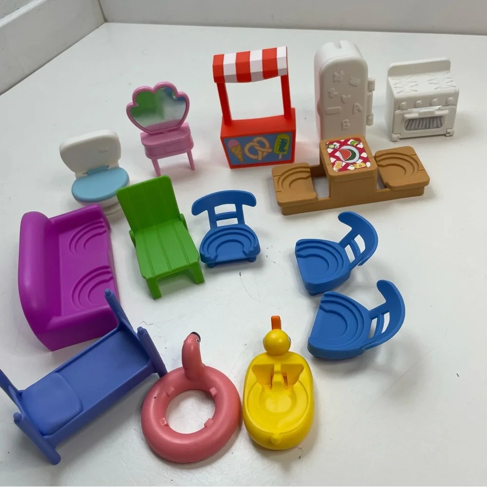 Mini Dollhouse Furniture Lot Colorful Playset Chairs Couch Kitchen Accessories